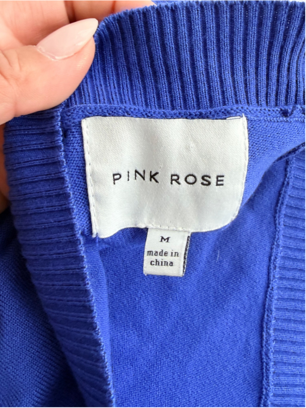 Pink Rose Reversible Blue Button Cardigan Dolman Sweater Size M - Picture 5 of 6